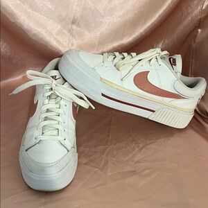 Nike Women's White and Peach Sneakers